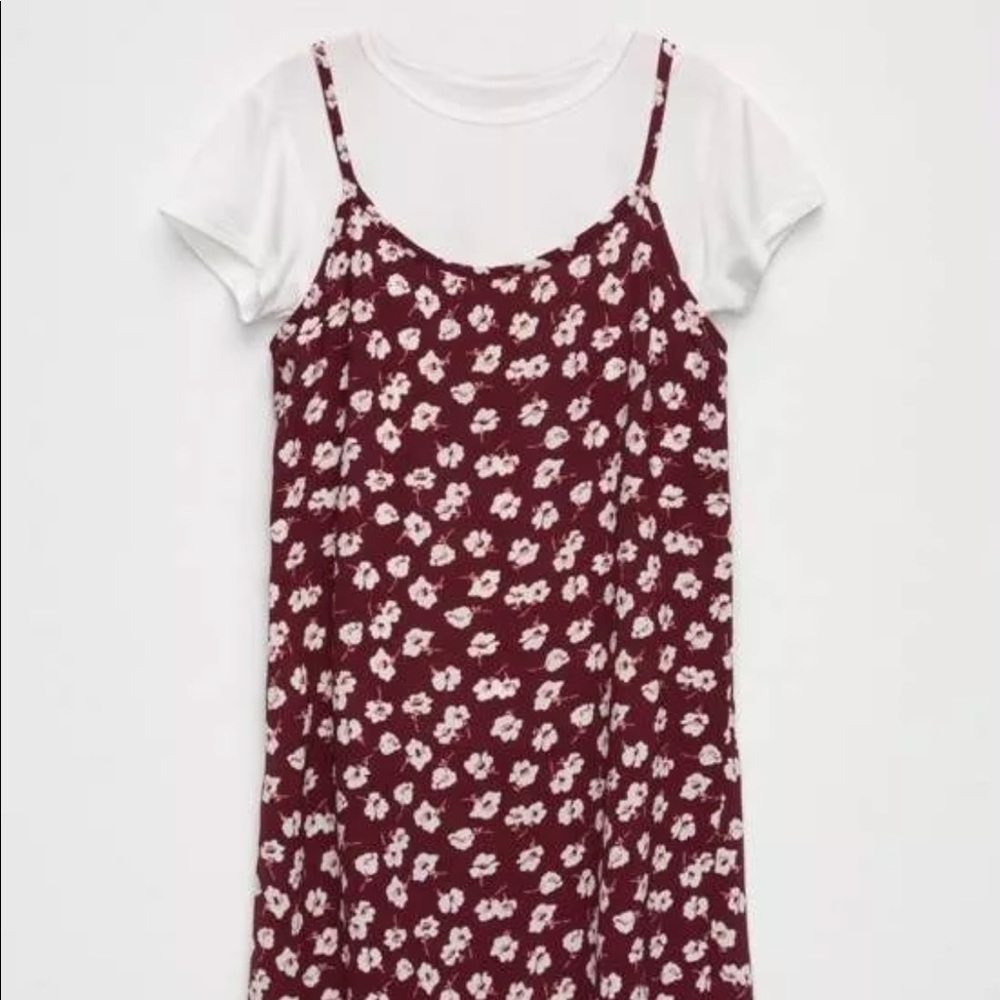Tillys Dress Girls Floral Print Sz Medium Burgundy